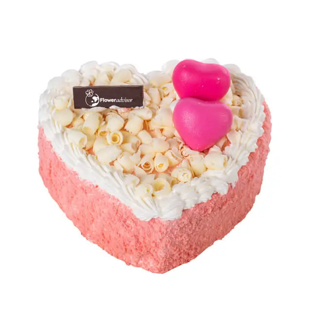 Heart - Shaped Romantic Cake with Creamy Frosting - Birthday