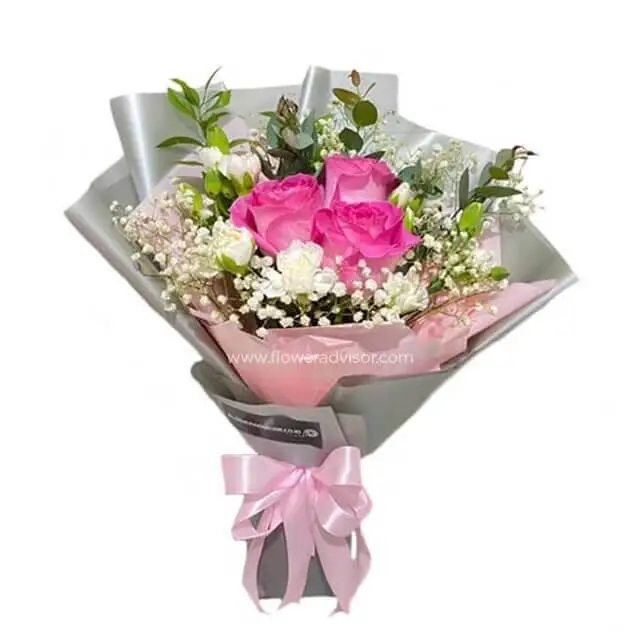 Soft Pink Roses Bouquet - Neon Punch - Anniversary