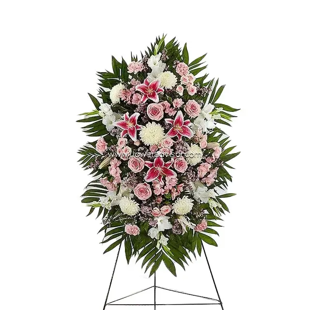 Pink & White Sympathy Standing Spray