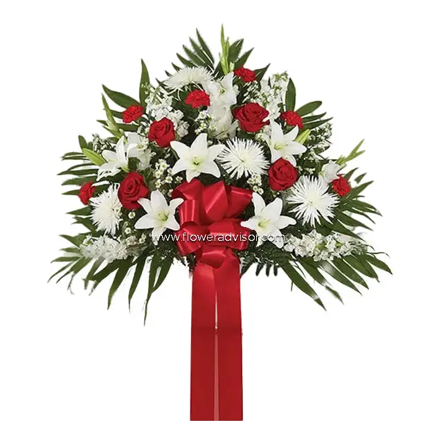 Red & White Sympathy Standing Basket