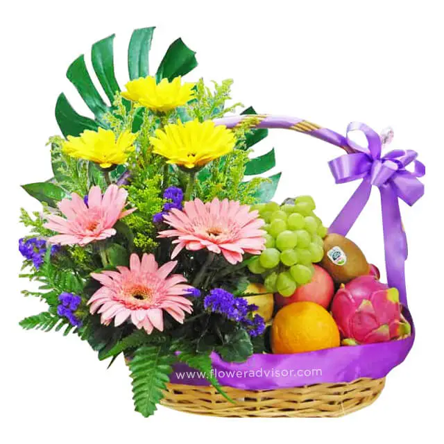 Mixed Gerberas and Fruits Basket - Get Well Soon