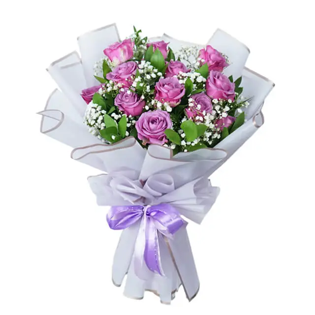 Elegant Purple Roses Bouquet - Wonder Imperial - Anniversary